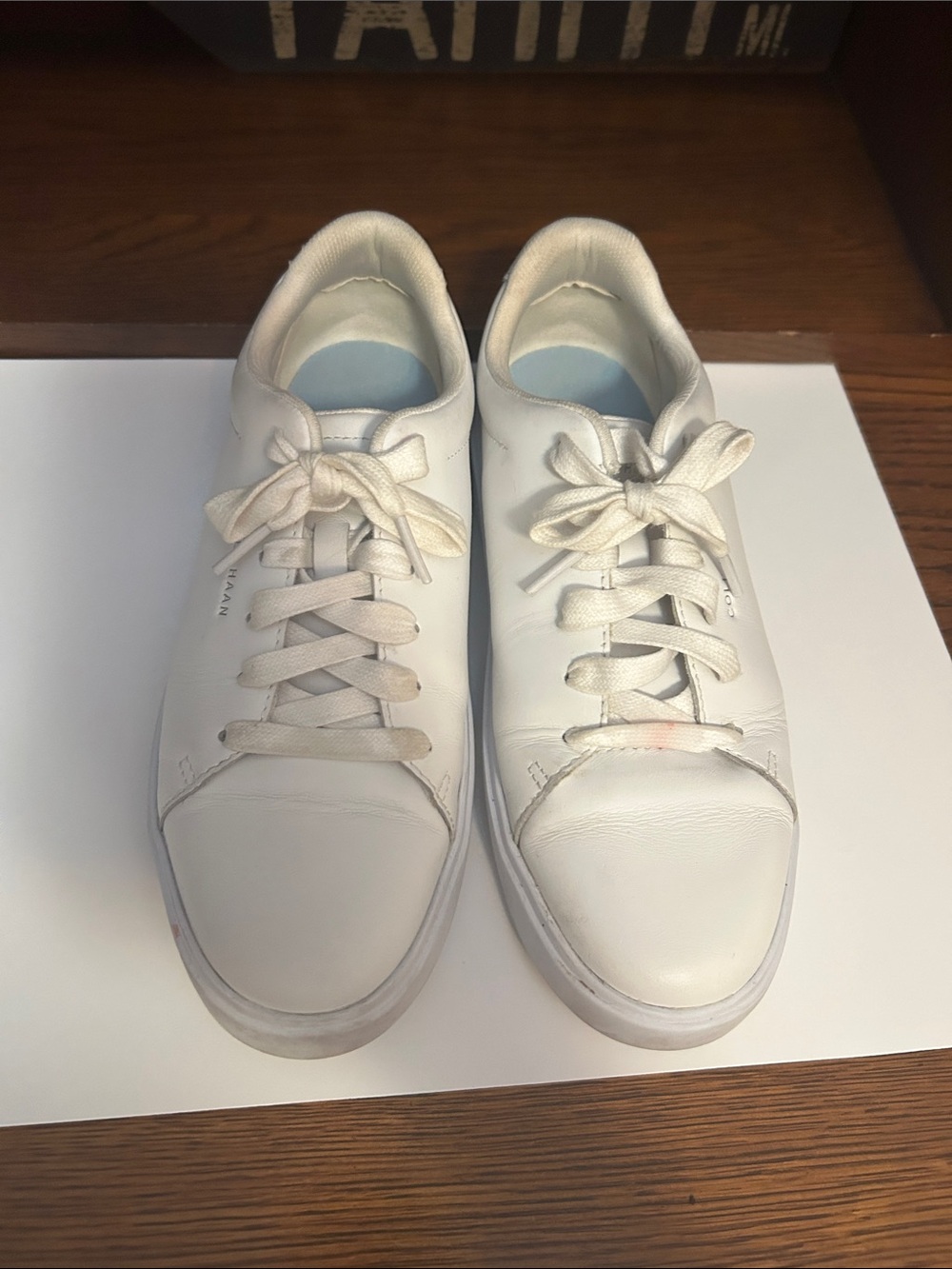 Cole Haan White Leather Lace-Up Sneakers